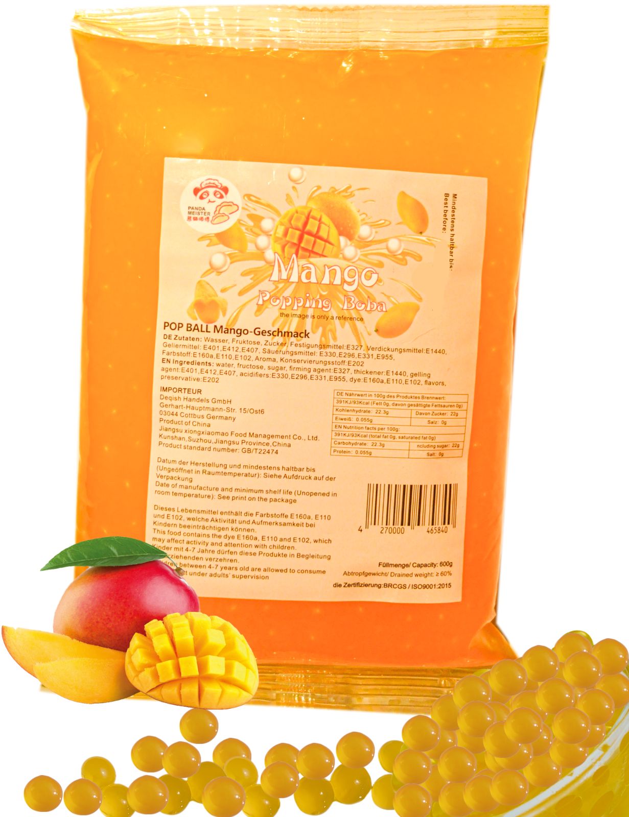 600g Bubble Tea Perlen Popping Boba - Mango Fruchtperlen Bubbletea Perlen Set - Natur&Vegan * KURZ AKTION:1 Gratis 600g Pack pro BestellNr. * Super Ideen zum Selber Machen Bubble Tea Topping für DIY