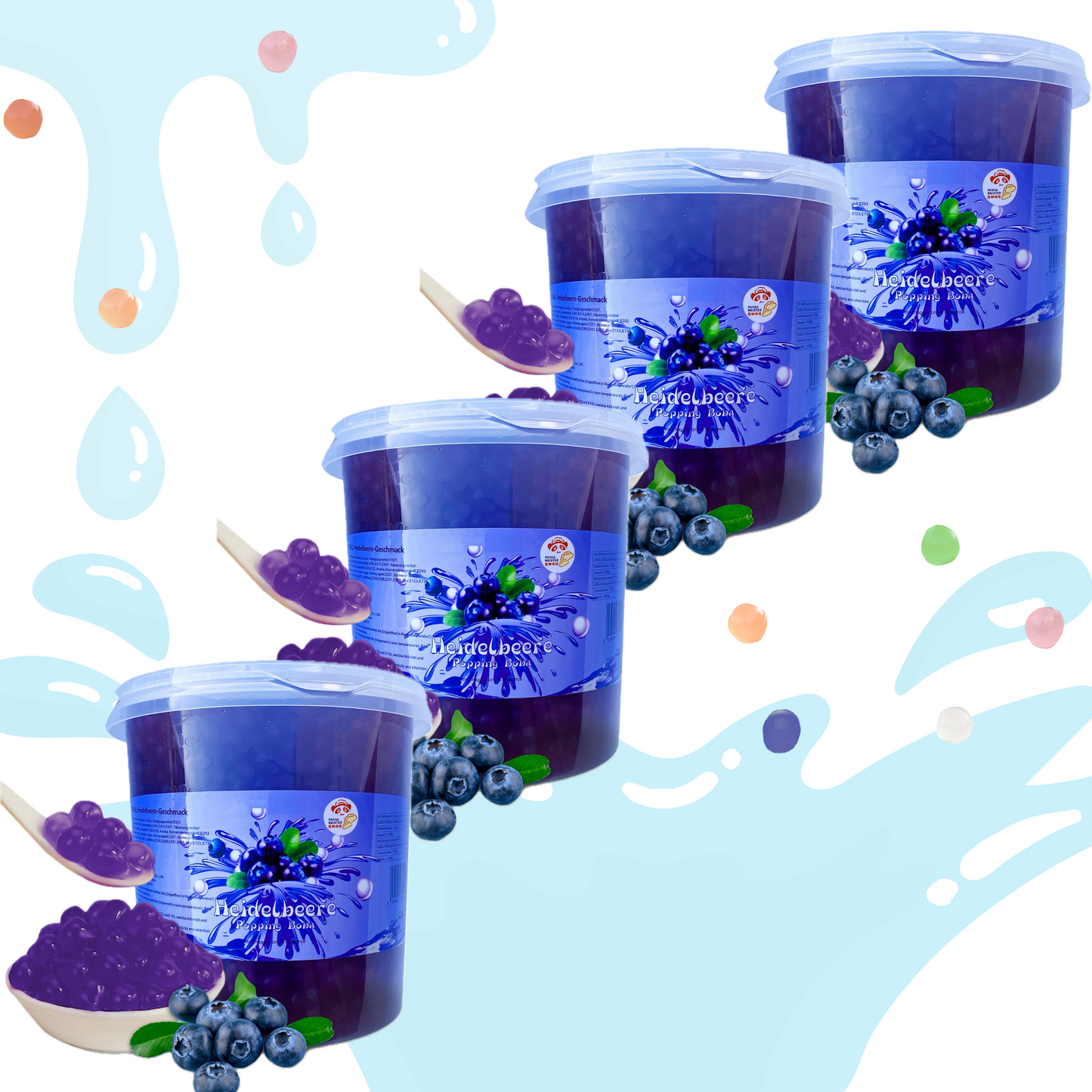 Bubble Tea Perlen Blaubeere - Bubbletea Boba Perlen Set 3KG - Natur&Vegan - Selbst Machen Bubble Tea Set DIY Partys