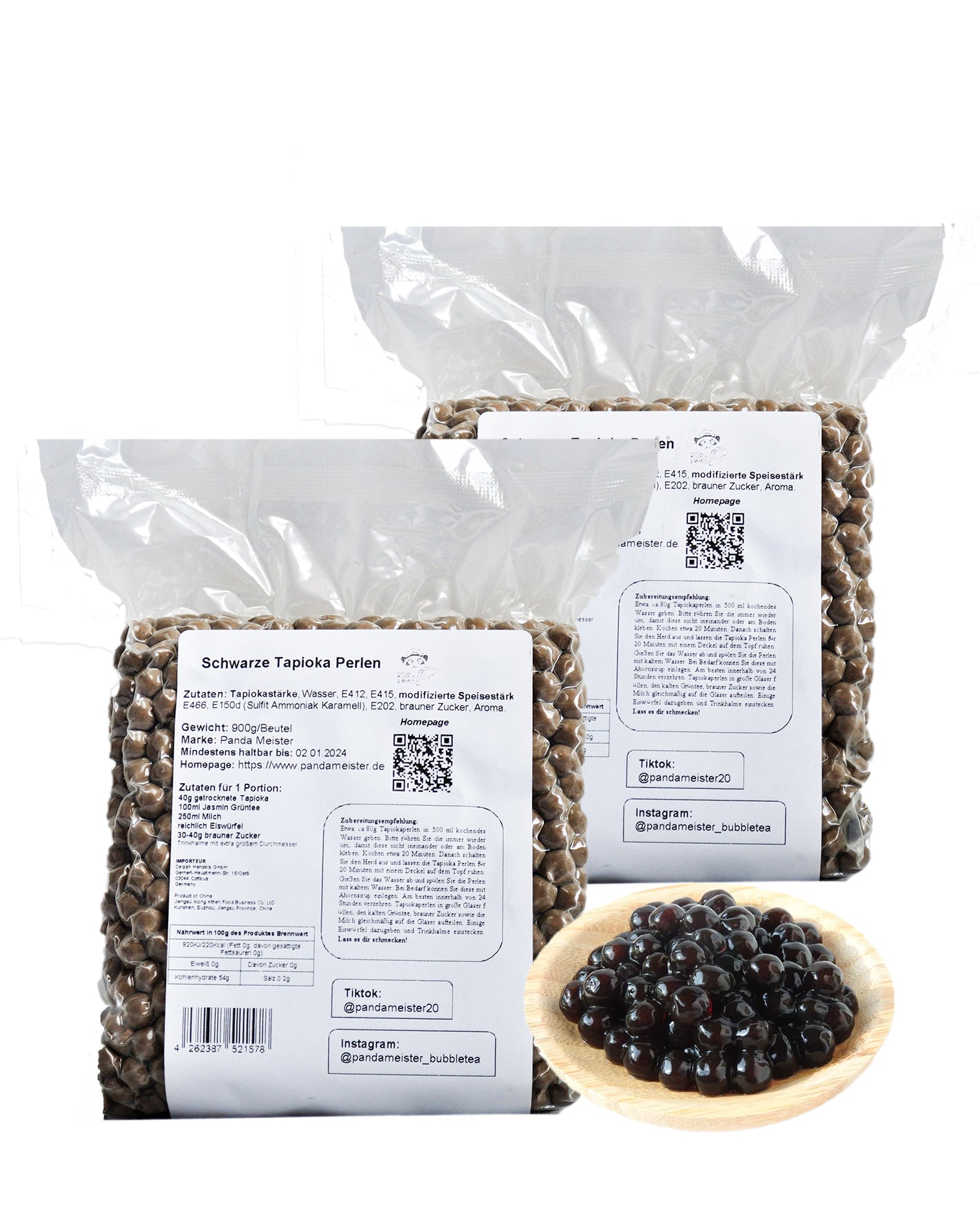 gekochte tapioka perlen aufbewahrung 2*900g Bubble Tea Tapioka Perlen Vegan | Bubble Tea Set & Milchtee | Perfekt für Smoothie, Eiskaffee, Eistee, Slush und gemischte Fruchtgetränke