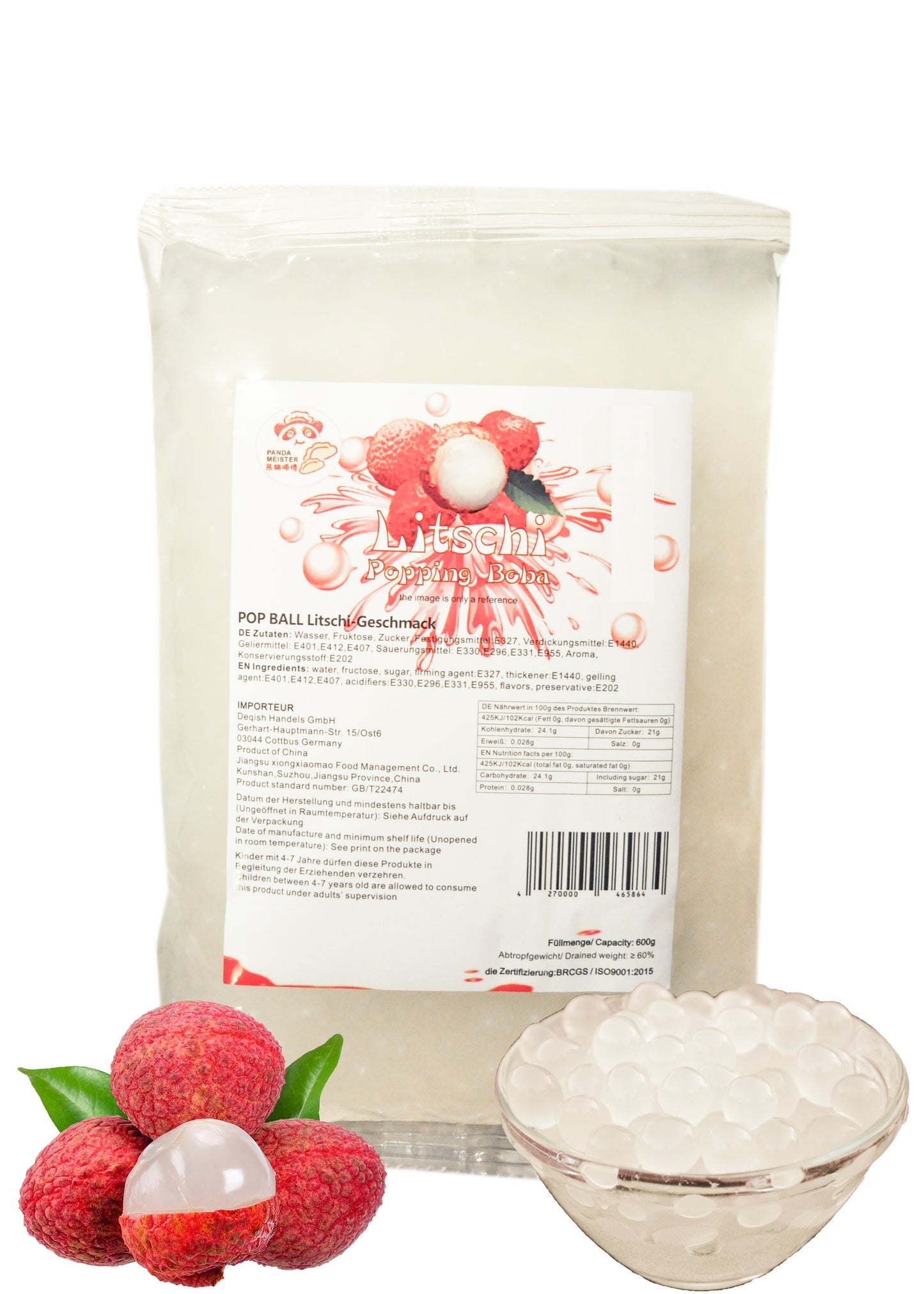 600g Bubble Tea Perlen Popping Boba - Litschi Fruchtperlen Bubbletea Perlen Set - Natur&Vegan- * KURZ AKTION:1 Gratis 600g Pack pro BestellNr. * - Super Ideen zum Selber Machen Bubble Tea Topping für DIY
