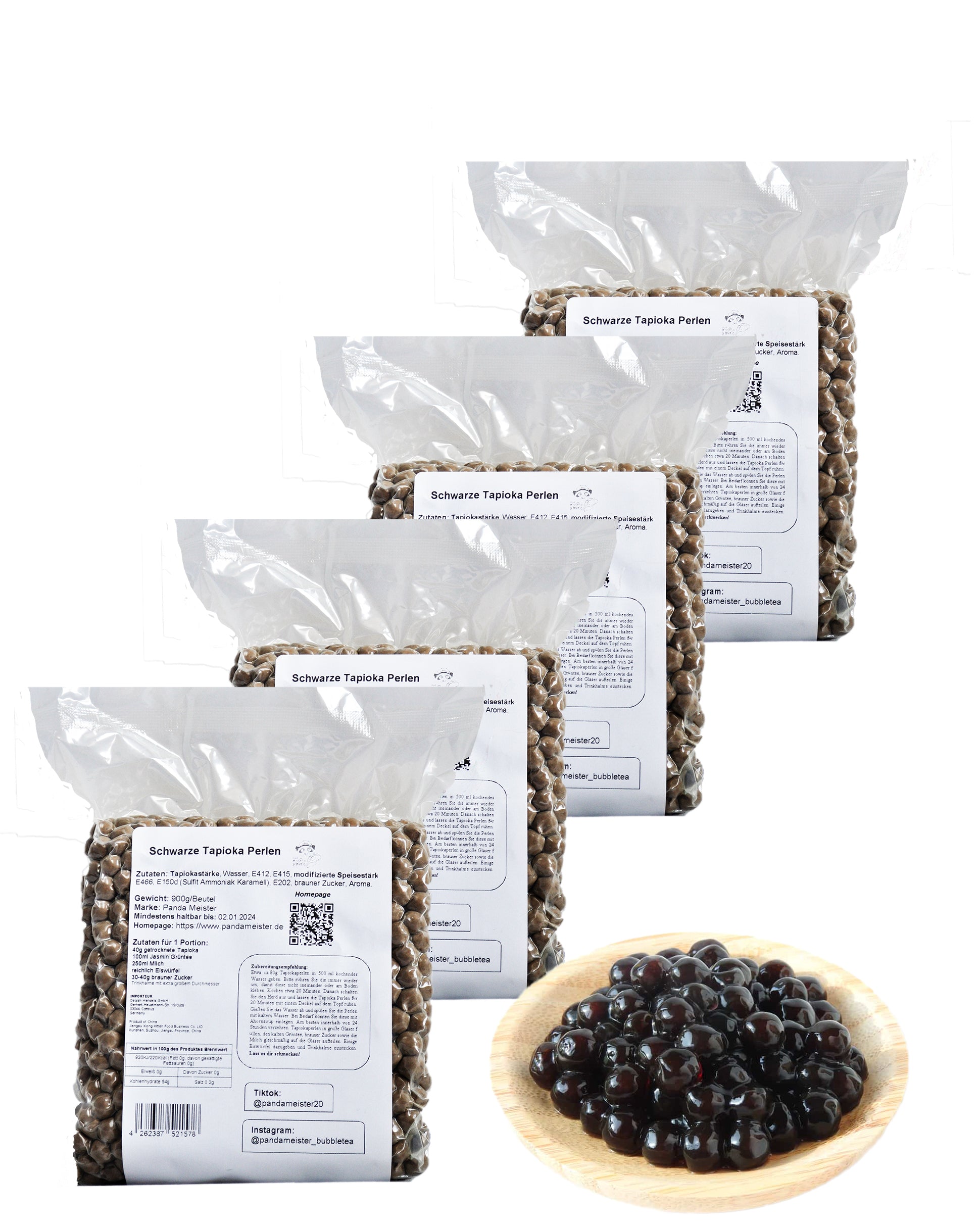ungekochte tapioka perlen aufbewahrung 4*900g Tapioka Perlen Vegan | Bubble Tea Set & Milchtee