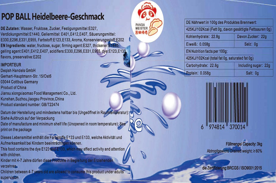 Bubble Tea Perlen Blaubeere - Bubbletea Boba Perlen Set 3KG - Natur&Vegan - Selbst Machen Bubble Tea Set DIY Partys