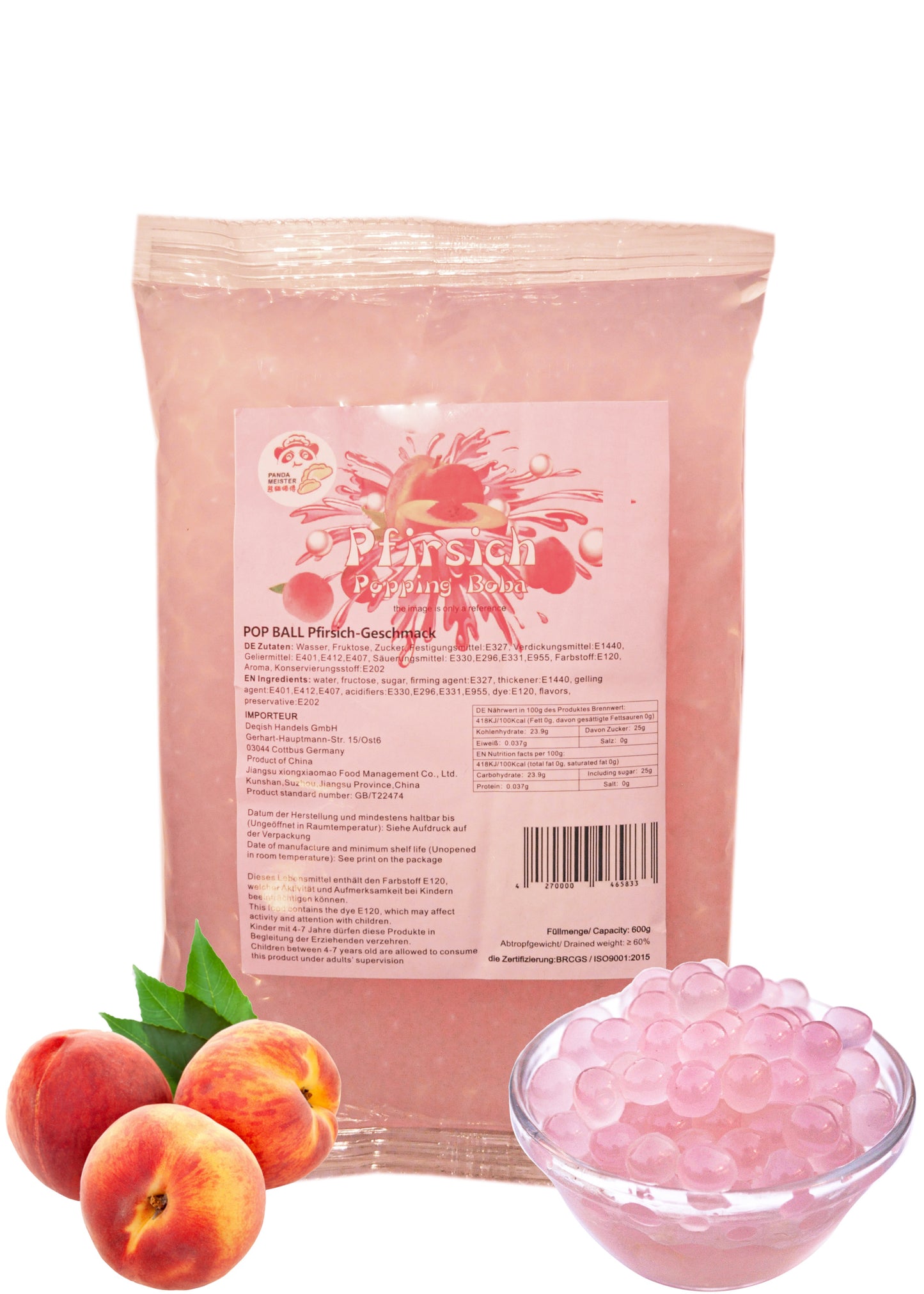 MHD(30.05.2025) 600g Bubble Tea Popping Boba - Pfirsich Fruchtperlen Bubbletea Perlen Set - Natur&Vegan * KURZ AKTION:1 Gratis 600g Pack pro BestellNr. * Super Ideen zum Selber Machen Bubble Tea Topping für DIY