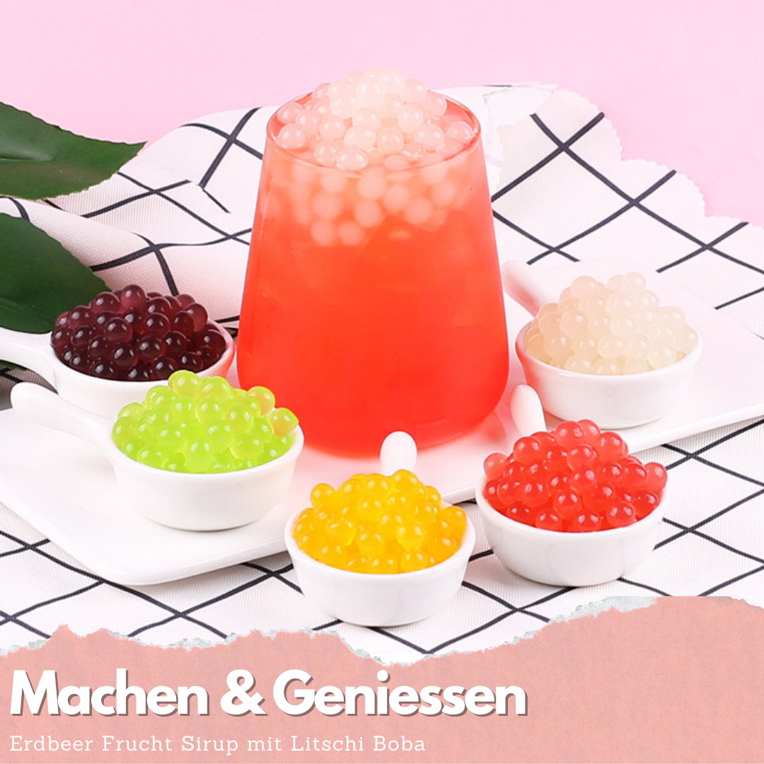 Bubble Tea Perlen Grüner Apfel - Bubbletea Boba Perlen Set 3KG-Versandkostenfrei - Natur&Vegan -Selber Machen Bubble Tea DIY Partys