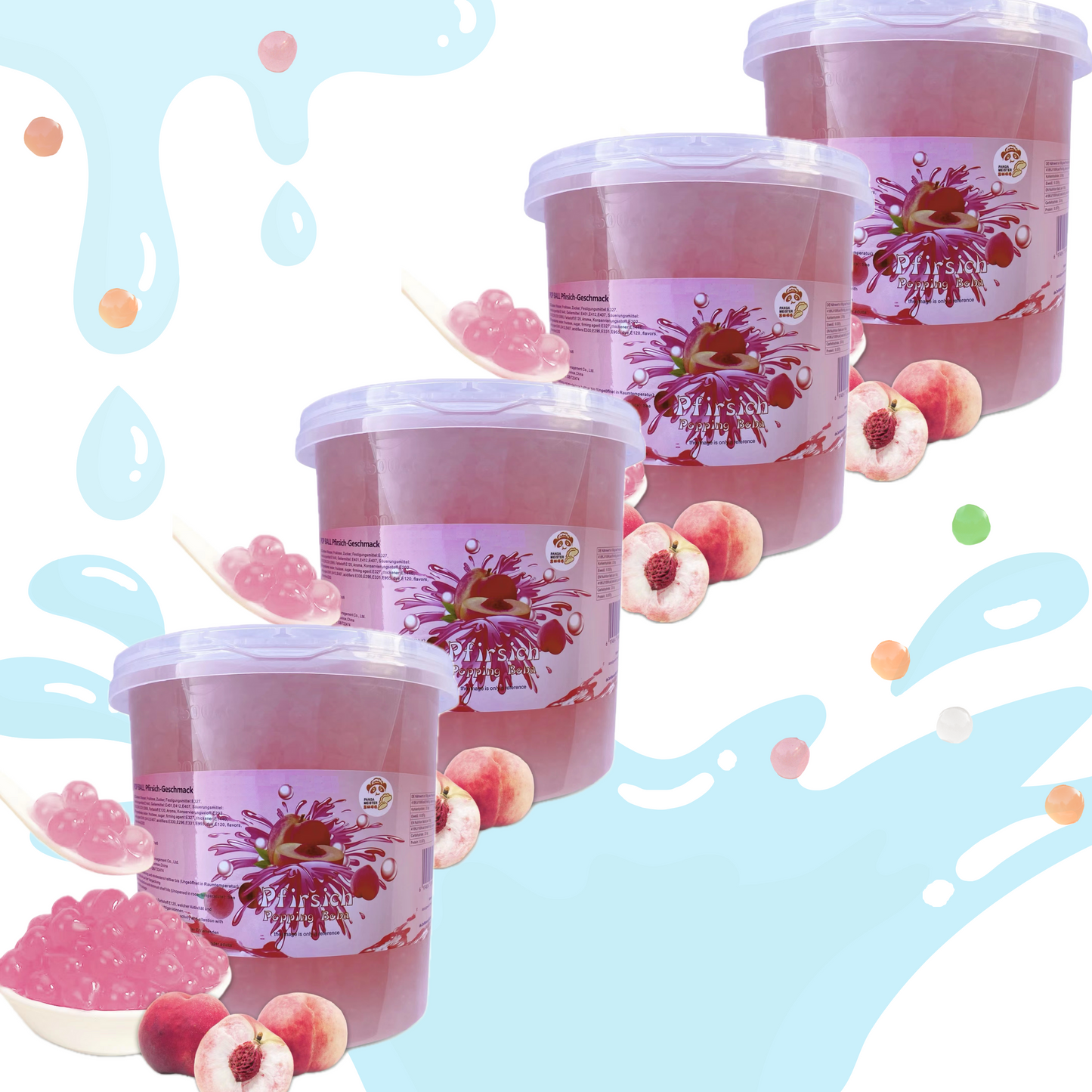 MHD(14.04.2025)Bubble Tea Perlen Pfirsich - Bubbletea Boba Perlen Set DIY 3KG - Selber Machen Bubble Tea Popping Boba Party