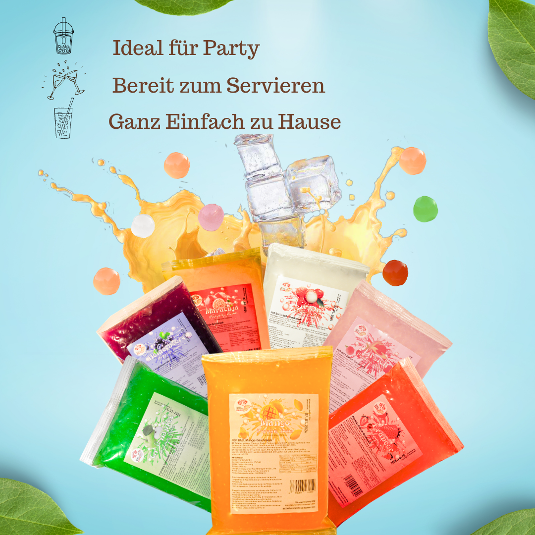 MHD(30.05.2025) 600g Bubble Tea Perlen Popping Boba - Erdbeere Fruchtperlen Bubbletea Perlen Set -* KURZ AKTION:1 Gratis 600g Pack pro BestellNr. *  Natur&Vegan- Super Ideen zum Selber Machen Bubble Tea Topping für DIY