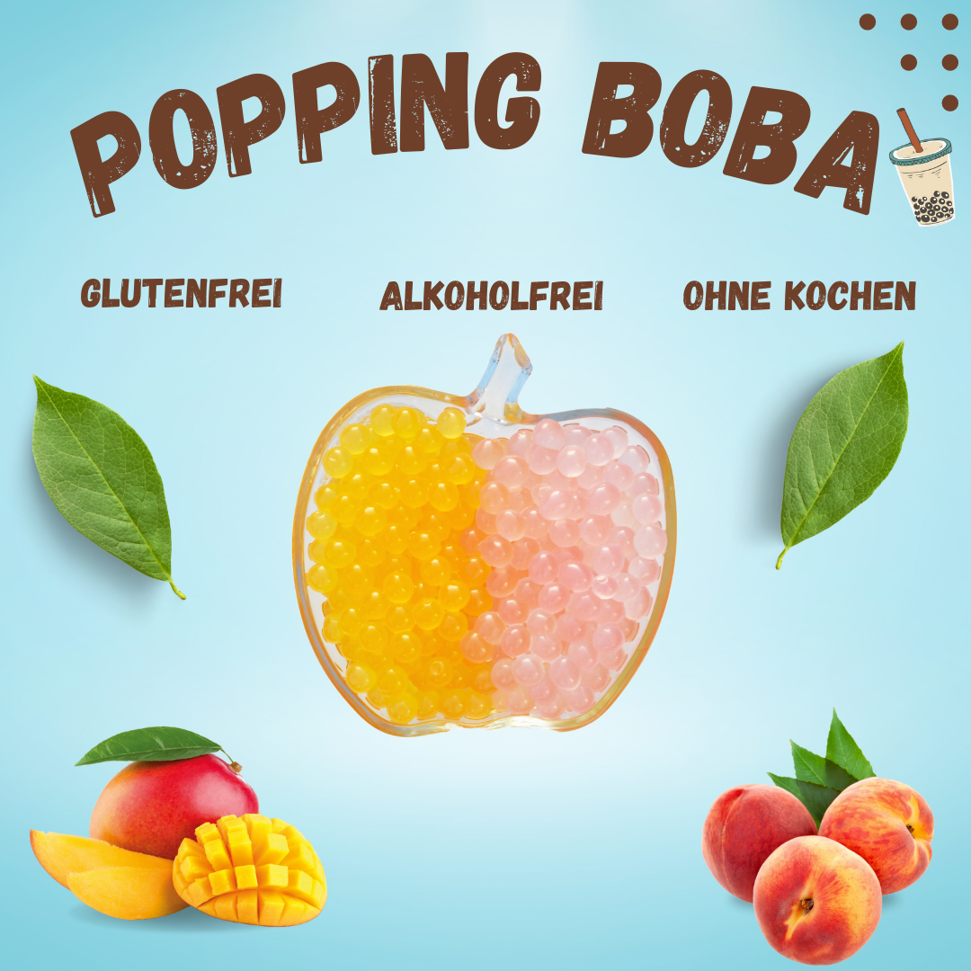 Bubble Tea Perlen Grüner Apfel - Bubbletea Boba Perlen Set 3KG-Versandkostenfrei - Natur&Vegan -Selber Machen Bubble Tea DIY Partys