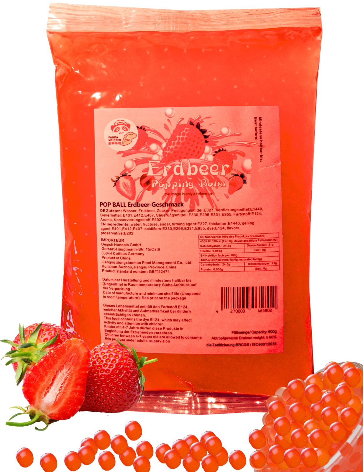 MHD(30.05.2025) 600g Bubble Tea Perlen Popping Boba - Erdbeere Fruchtperlen Bubbletea Perlen Set -* KURZ AKTION:1 Gratis 600g Pack pro BestellNr. *  Natur&Vegan- Super Ideen zum Selber Machen Bubble Tea Topping für DIY