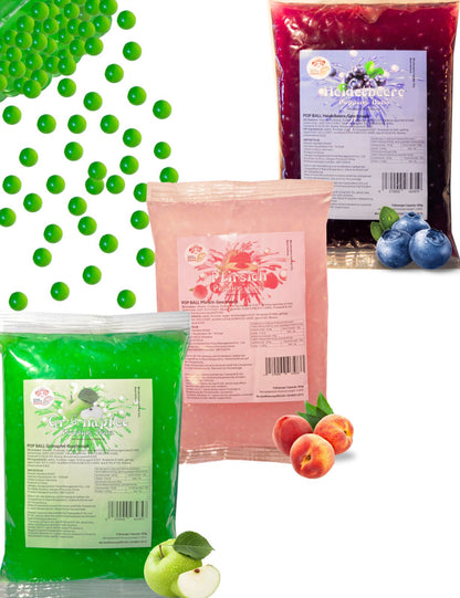 Bubble Tea Set Perlen Popping Boba-3x600g Fruchtperlen Mix Selbst Machen Party- KURZE AKTION! 1 Gratis 600g Packung pro BestellungNr.