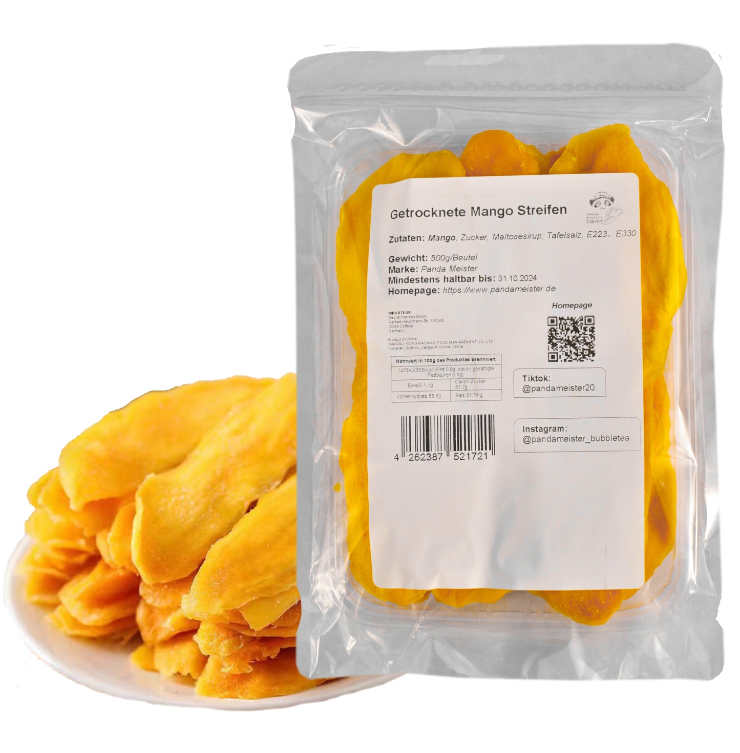 Getrocknete Mango 500g I Naturbelassen Mangostreifen Trockenobst Früchte für Smoothies&Müsli Gesunder Snack - zum Kochen, Backen I Fruchtig & Exotisch Geschmack Trockenfrüchte