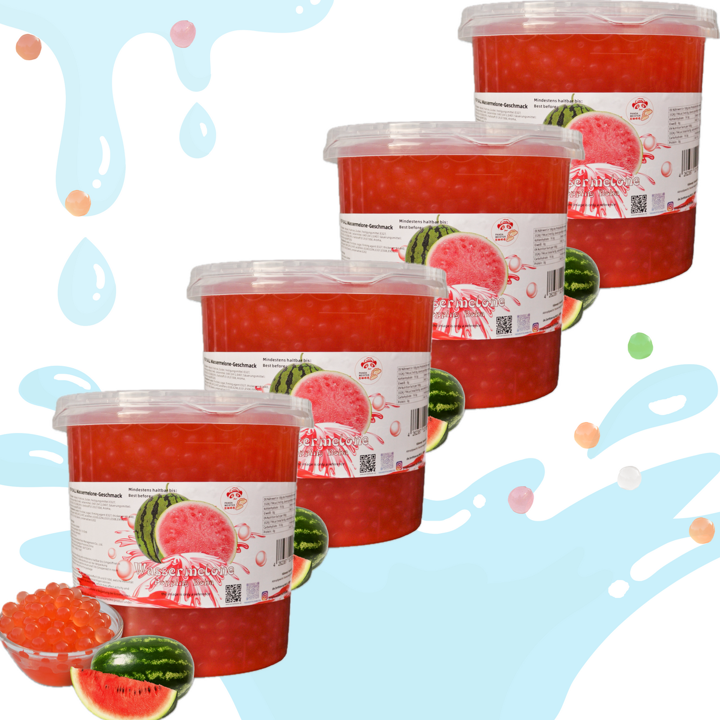 Bubble Tea Perlen Wassermelone - Bubbletea Boba Perlen Set 3KG - Natur&Vegan- Selber Machen Bubble Tea DIY Set Partys