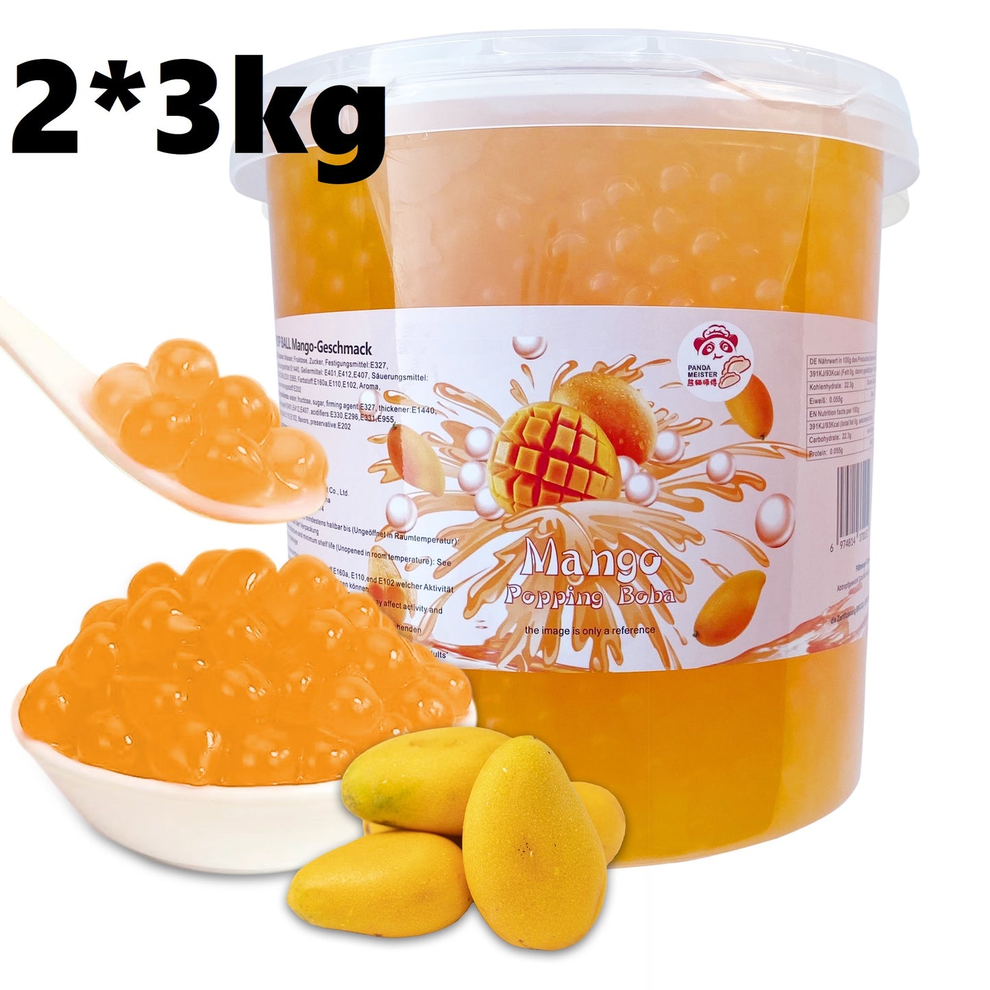 Bubble Tea Perlen Mango - Bubbletea Boba Perlen Set 3KG-Versandkostenfrei - Natur&Vegan -Selber Machen Bubble Tea DIY Partys