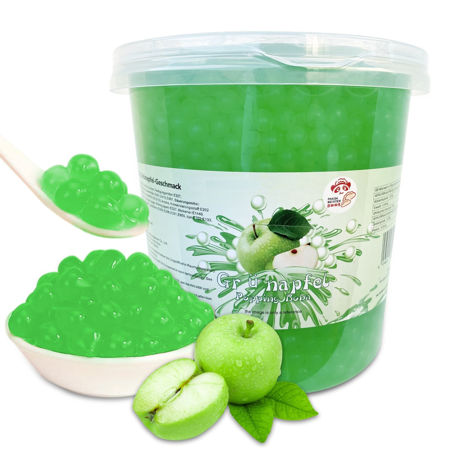 Bubble Tea Perlen Grüner Apfel - Bubbletea Boba Perlen Set 3KG-Versandkostenfrei - Natur&Vegan -Selber Machen Bubble Tea DIY Partys