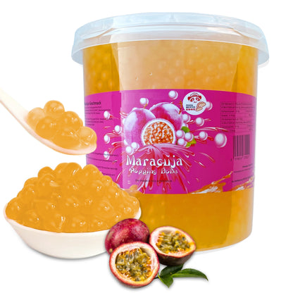 Bubble Tea Perlen Passionsfrucht/Maracuja - Bubbletea Boba Perlen Set 3KG-Versandkostenfrei - Natur&Vegan -Selber Machen Bubble Tea DIY Partys