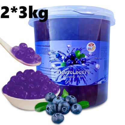 MHD(14.04.2025)Bubble Tea Perlen Blaubeere - Bubbletea Boba Perlen Set 3KG - Natur&Vegan - Selbst Machen Bubble Tea Set DIY Partys