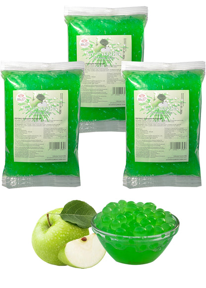600g Bubble Tea Perlen Popping Boba - Apfel Fruchtperlen Bubbletea Perlen Set -* KURZ AKTION:1 Gratis 600g Pack pro BestellNr. * Natur&Vegan - Super Ideen zum Selber Machen Bubble Tea Topping für DIY