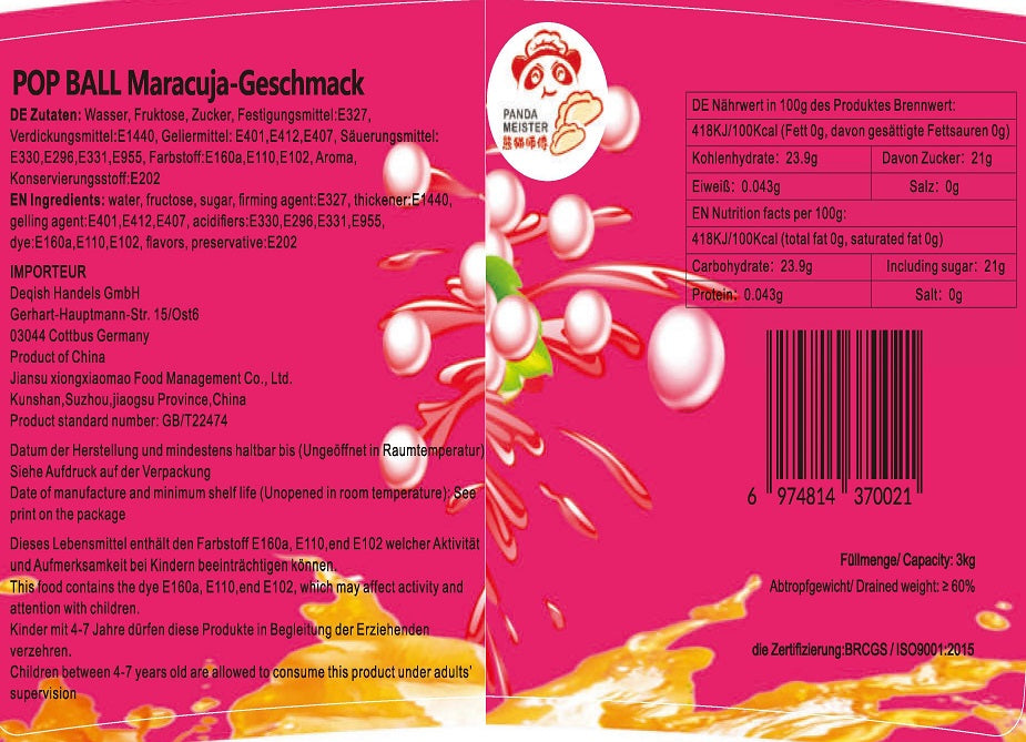 Bubble Tea Perlen Passionsfrucht/Maracuja - Bubbletea Boba Perlen Set 3KG-Versandkostenfrei - Natur&Vegan -Selber Machen Bubble Tea DIY Partys