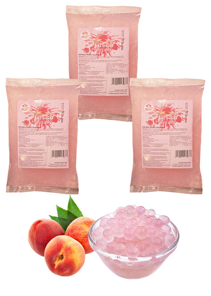 600g Bubble Tea Popping Boba - Pfirsich Fruchtperlen Bubbletea Perlen Set - Natur&Vegan * KURZ AKTION:1 Gratis 600g Pack pro BestellNr. * Super Ideen zum Selber Machen Bubble Tea Topping für DIY
