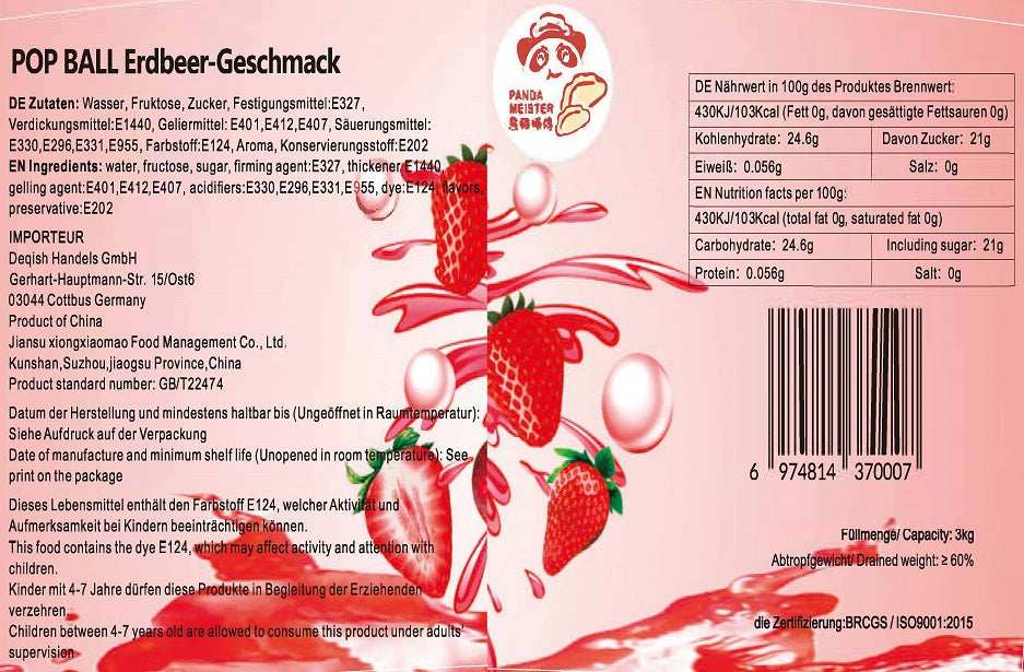 MHD(14.04.2025)Bubble Tea Perlen Erdbeere - Bubbletea Boba Perlen Set 3KG - Natur&Vegan- Selber Machen Bubble Tea DIY Set Partys